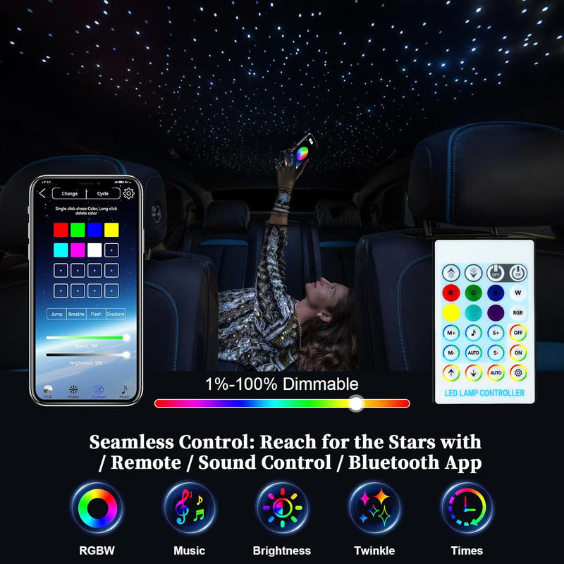 Bluetooth App for 16W Twinkle & Meteor 2-in-1 Starlight Headliner Kit | Azimom.shop