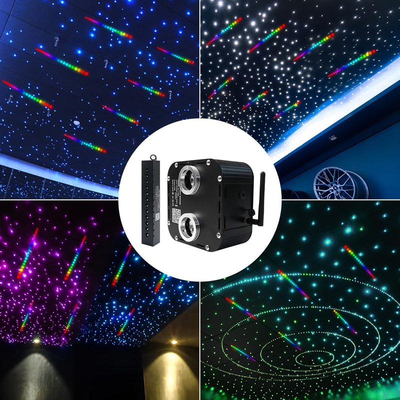 High Power Dual Color 50W Twinkle Fiber Optic Star Ceiling Kit with RGB Meteor Shooting Stars for Home Theaters & Car Truck
