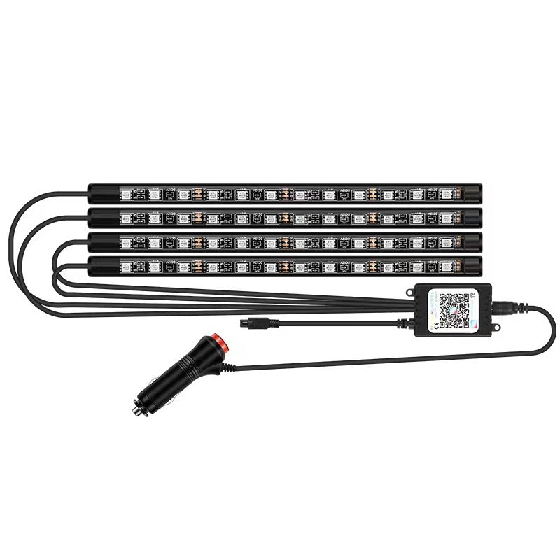 SANLI LED RGB Car LED Strip Light, Flexible Car LED Strip Light with USB Port & Bluetooth APP Control, Car Interior LED Strips for Car Floor