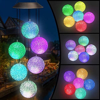 AZIMOM Solar Ball Wind Chimes Solar Powered Crystal Ball Wind Chimes as Warm Gifts for Girlfriend, Lovers & Family