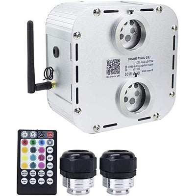 AZIMOM 2*16W Twinkle RGBW LED Light Engine with Bluetooth APP/Remote Control Music Activated for Fiber Optic Lighting