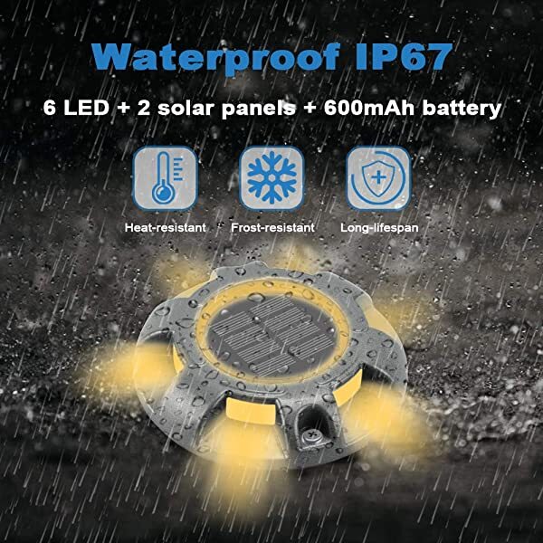 AZIMOM Waterproof Solar LED Pathway Lights Solar-Powered Wireless Outdoor Deck Lighting 8-Pack Warm White for Dock Lighting/Path lighting/Road Marker