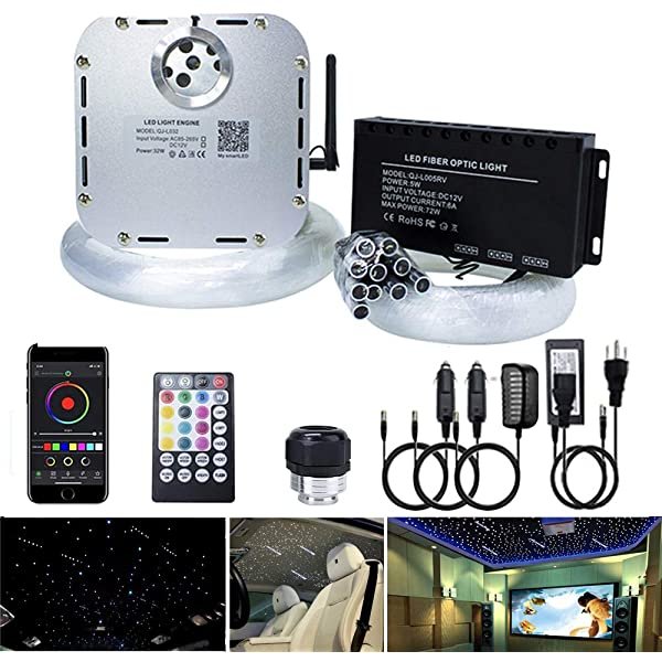 SANLI LED 32W Bluetooth APP Control Shooting Star Ceiling Light, RGBW Twinkle Shooting Star Ceiling Light for Home Theater & Bedroom