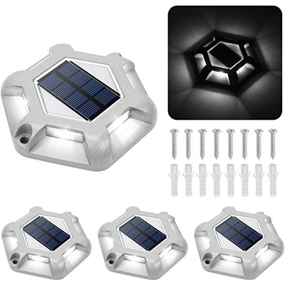 AZIMOM Premium Solar Path Lights Solar-Powered Wireless Outdoor Pathway Lights 4-Pack Bright White for Dock Lighting/Path lighting/Road Marker