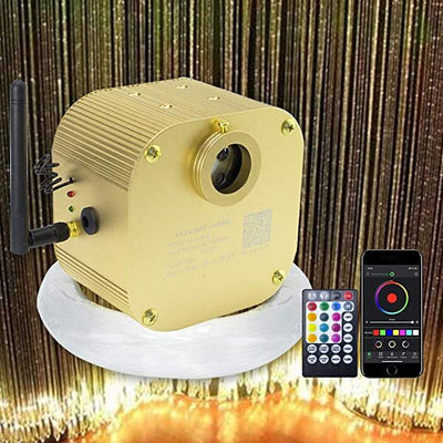 AZIMOM 16W Twinkle RGBW LED Sensory Room Lights with Sparkle Fiber Optic 300pcs 0.04in/1.0mm9.8ft/3m