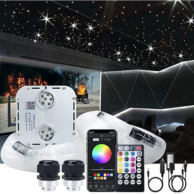 NLI LED 2x16W RGBW Home Theater Starlight Ceiling with Remote Control, Dual Head Home Theater Starlight Ceiling for Cinema Room & Bedroom
