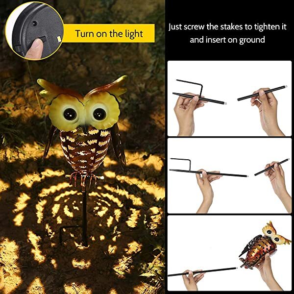 Installation for AZIMOM Owl Solar Garden Light Solar Owls for Garden Outdoor Owl Lights for Yard Patio Lawn Decorations