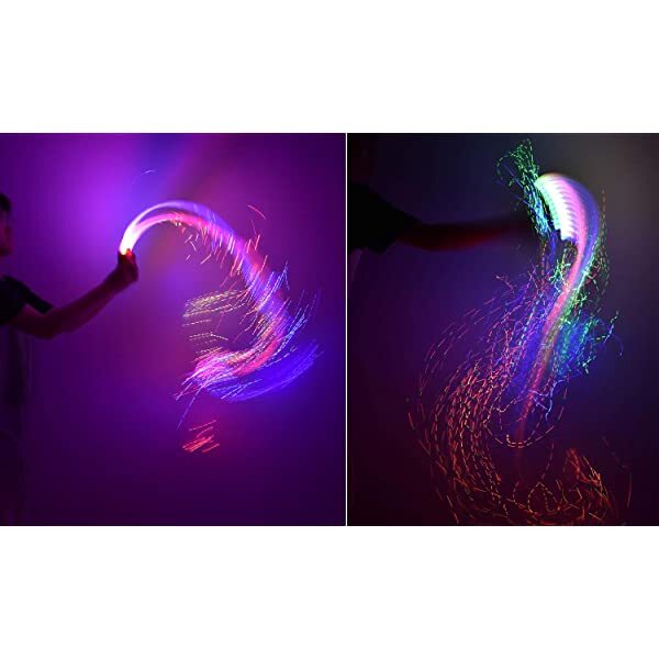 AZIMOM LED Fiber optic Pixel Whip 360° Swivel LED Optic Whip with Fiber Cables