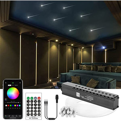 AZIMOM 3W Shooting Star Fiber Optic Ceiling Lights Kit 12LEDs with 96pcs 0.03in 9.8ft Fiber Optic Strands