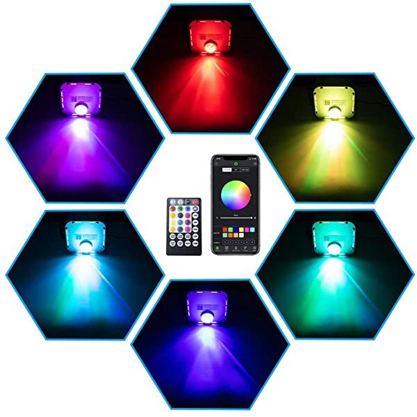 AZIMOM 16W Twinkle RGBW LED Fiber Optic Illuminator with Bluetooth APP/Remote Contorl & Music Activated for Home Theater & Cars