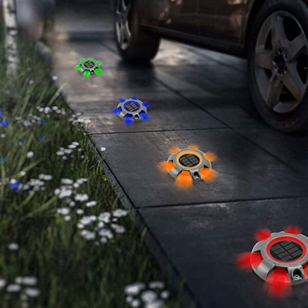 AZIMOM Solar LED Dock Light Waterproof Solar Powered Decking Lights 8-Pack RGBY for Dock Lighting/Path lighting/Road Marker