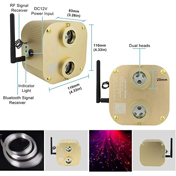 Light source for AZIMOM 2*10W Twinkle RGBW Fiber Optic Star Roof Car Bluetooth APP/Remote Control Music Mode with PMMA Fiber Optic Cable