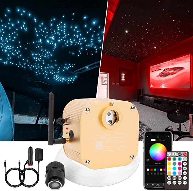 SANLI LED 16W Twinkle RGBW Fiber Optic Ceiling Lights with 550 pcs fiber optic strands for Bedrooms & Theaters