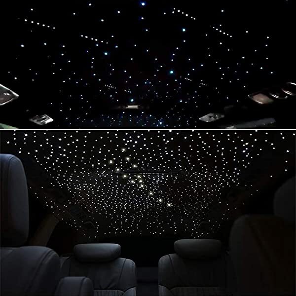 AZIMOM 16W RGBW Twinkle Bluetooth Starlight Headliner Kit with Shooting Star Various LED Light Source with End Glow Fiber Optic Applications
