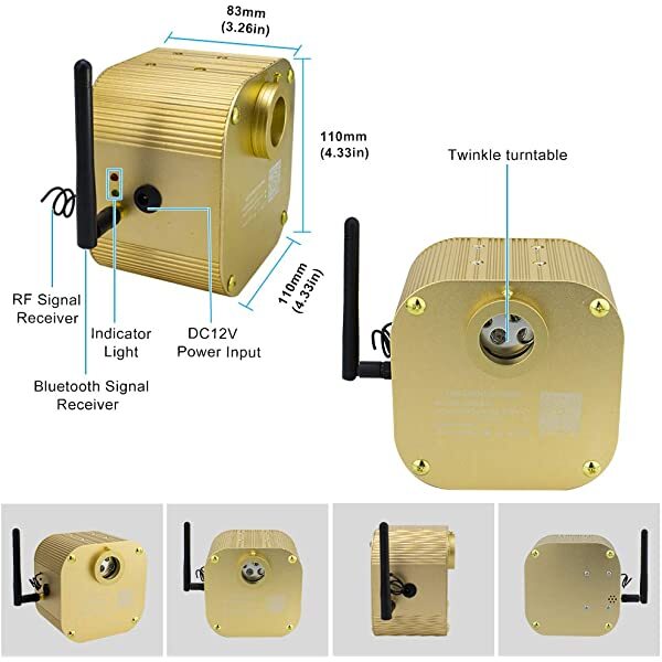 AZIMOM 16W Twinkle RGBW LED Fiber Optic Illuminator with Bluetooth APP/Remote Contorl & Music Activated  Details