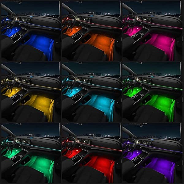 Applications for SANLI LED RGB Ambient Light Fiber Optic 9 in 1 with 4 Pcs Car Footwell Lights for Car SUV Truck&
