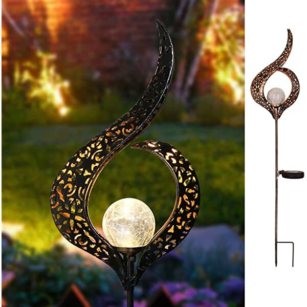 AZIMOM Solar Moon Crackle Garden Decor Light Solar Light Moon for Garden Lawn Patio
