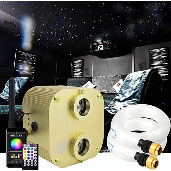 AZIMOM 2*10W Twinkle RGBW LED Ceiling Star Lights for Bedroom with Mixed PMMA Fiber Optic Cables