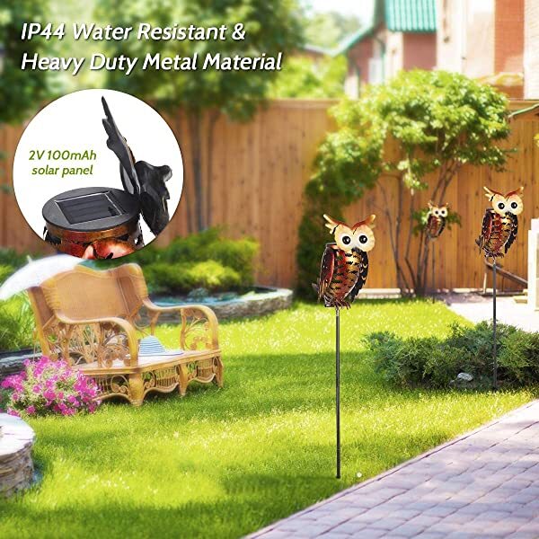 AZIMOM Waterproof Owl Solar Garden Light Solar Owls for Garden Outdoor Owl Lights for Yard Patio Lawn Decorations