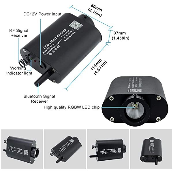 AZIMOM 16W RGBW LED Fiber Optic Light Engine with Bluetooth APP/Remote Control & Music Mode Details