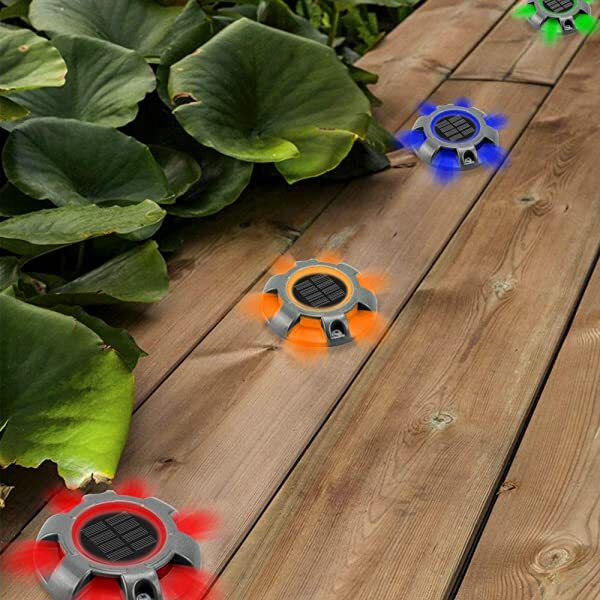 AZIMOM Solar LED Dock Light Waterproof Solar Powered Decking Lights 8-Pack RGBY for Dock Lighting/Path lighting/Road Marker