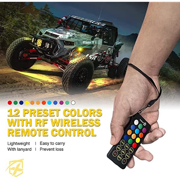 SANLI LED Wireless Remote Rock Lights for Trucks Cars, RGBW Rock Lights with Bluetooth & Wireless Remote Controller, Best Rock Lights for Trucks&