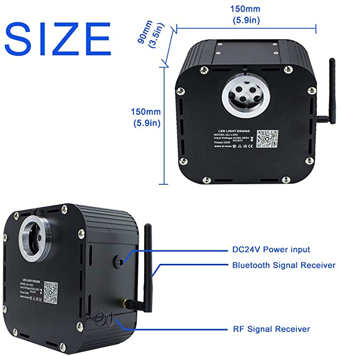 Size for SANLI LED 50W High Power LED Fiber Optic Light Source, Bluetooth/RF Control Fiber Optic Light Source, Twinkle Fiber Optic Light Source
