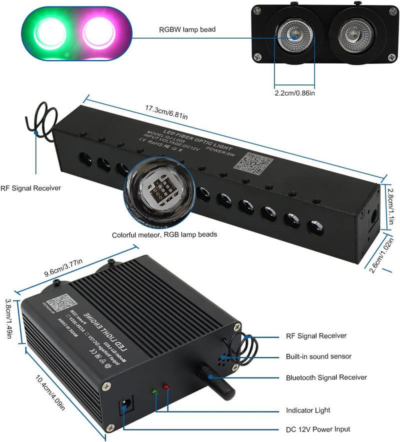 SANLI LED Smart 2*16W Dual Color Rolls Royce Starlight Headlining Kit for Car, Truck, Yacht with RGB Shooting Star