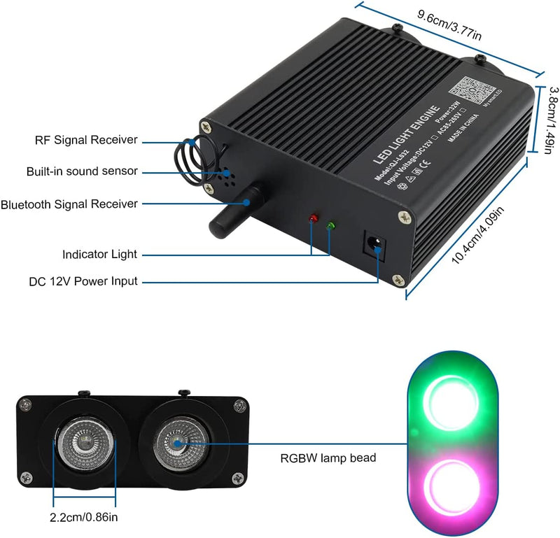SANLI LED Smart 2*16W Dual Color Rolls Royce Starlight Headlining Kit for Car, Truck, Yacht with RGB Shooting Star