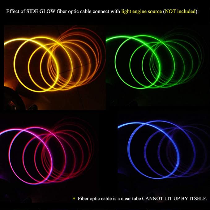 SANLI LED Side Glow Fiber Optic Cable, 16.4ft/5m Length PMMA Side Glow Fiber Optic Cable