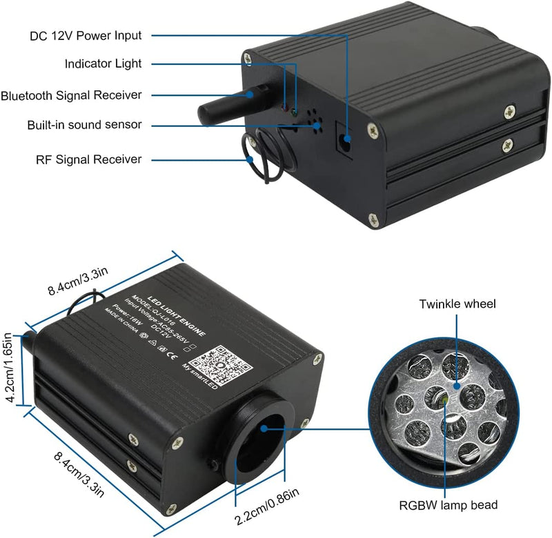 SANLI LED Small Size 16W Twinkle+RGBW Rolls Royce Star Roof Kit with Shooting Star for Car, Truck, SUV or Yacht, Boat