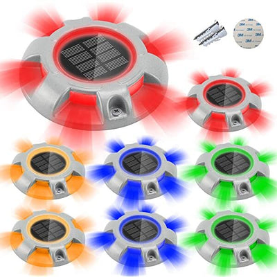 AZIMOM Solar LED Dock Light Waterproof Solar Powered Decking Lights 8-Pack RGBY for Dock Lighting/Path lighting/Road Marker
