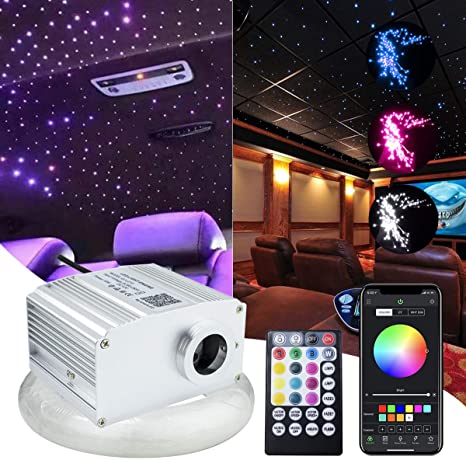 SANLI LED 10W Twinkle RGBW Fiber Optic Starry Ceiling Lights with 300Pcs Fiber Optic Strands for Home Theater & Car Use