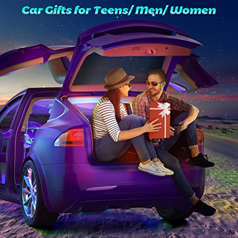 SANLI LED RGB Car LED Strip Light, Flexible Car LED Strip Light with USB Port & Bluetooth APP Control, Car Interior LED Strips as Gift