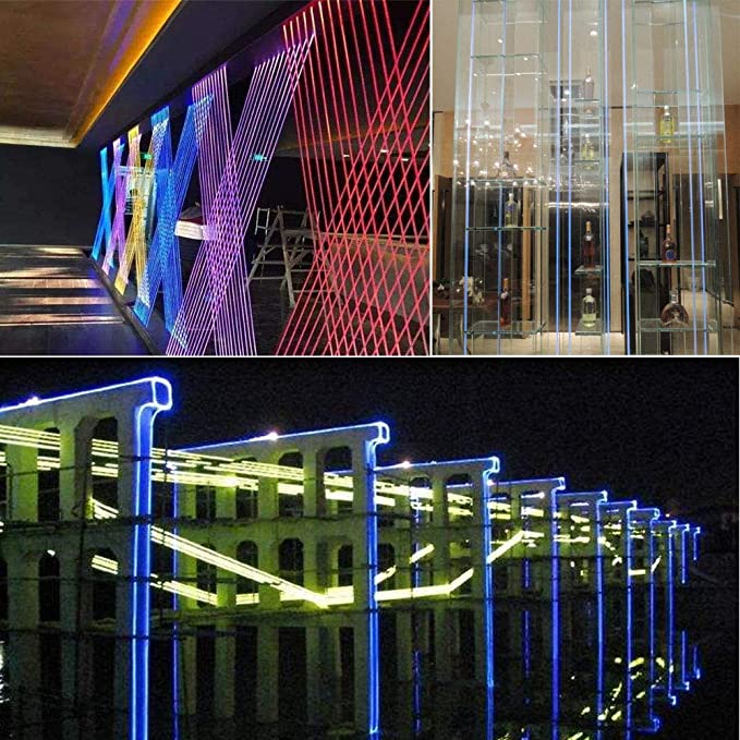 SANLI LED Side Glow Fiber Optic Cable, 16.4ft/5m Length PMMA Side Glow Fiber Optic Cable for Decoration Lighting