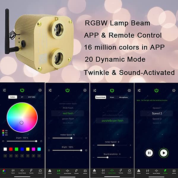 SANLI LED 2*10W Twinkle RGBW LED Ceiling Star Lights for Bedroom with Mixed PMMA Fiber Optic Cables