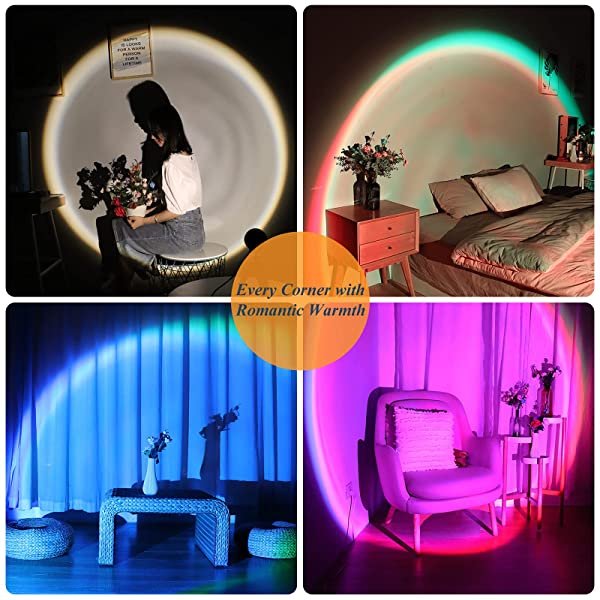 SANLI LED Sunset Light Lamp with Flexible Tripod Stand 16 Colors 360 Degree Spin for Photography/Party/Home Bedroom