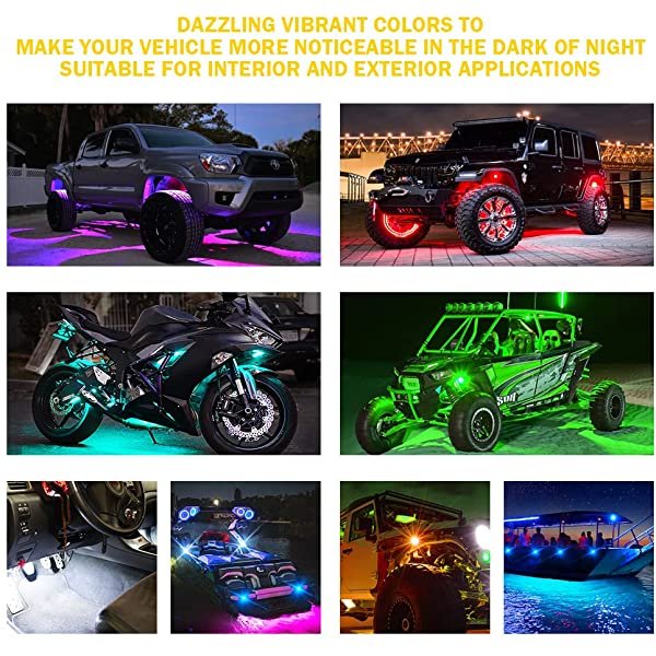 SANLI LED Rock Lights for Trucks Cars, RGBW Rock Lights with Bluetooth & Wireless Remote Controller, Best Rock Lights for Trucks&