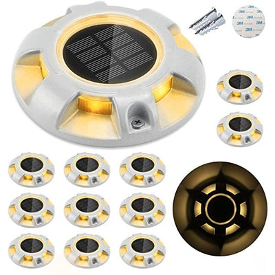 AZIMOM Solar Deck Lights Solar-Powered Wireless Garden Decking Lights 12-Pack Warm White for Dock Lighting/Path lighting/Road Marker