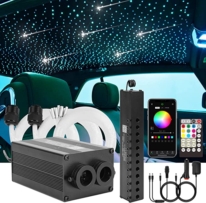 SANLI LED 12W Dual Head Twinkle Stars in the Ceiling Car Kit, RGBW Stars in the Ceiling Car Kit with Meteor