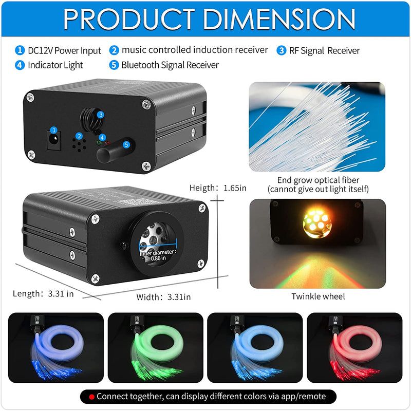 SANLI LED Small Size 16W Twinkle+RGBW Rolls Royce Star Roof Kit with Shooting Star for Car, Truck, SUV or Yacht, Boat