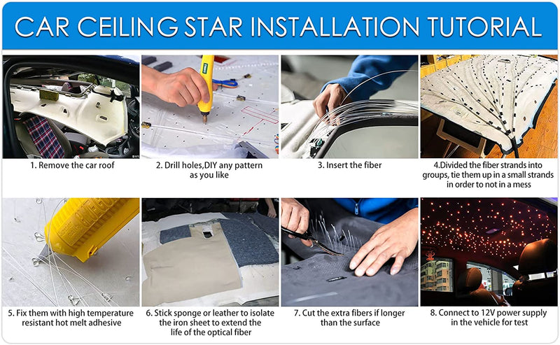 Installation for SANLI LED Small Size 16W Twinkle+RGBW Rolls Royce Star Roof Kit | Azimom.shop