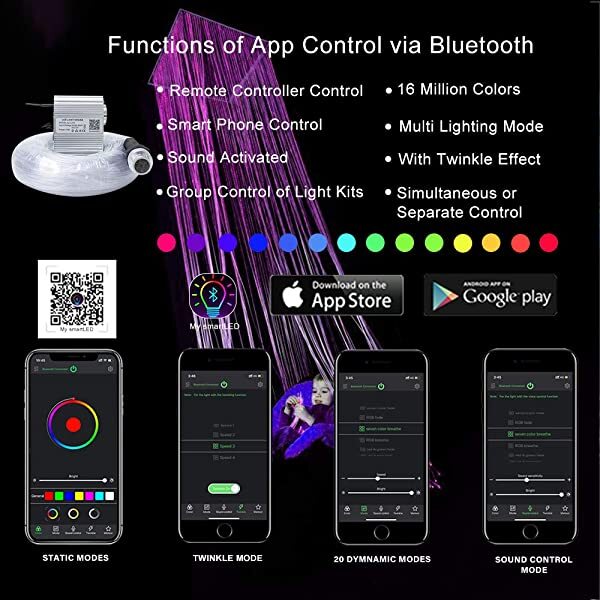 Bluttooth APP for AZIMOM 10W Twinkle RGBW LED Fiber Optic Sensory Light