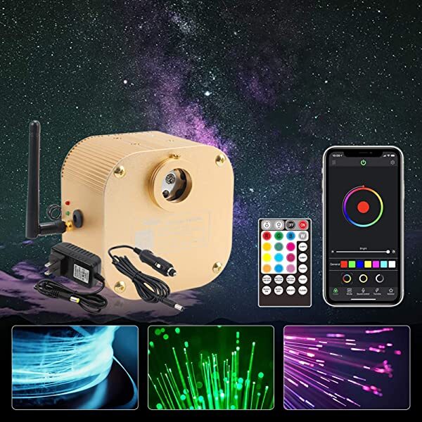AZIMOM 16W Twinkle RGBW Fiber Optic Ceiling Lights with Bluetooth APP/Remote Control Sound Activated for Bedrooms & Theaters