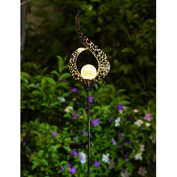 AZIMOM Solar Moon Crackle Garden Decor Light Solar Light Moon