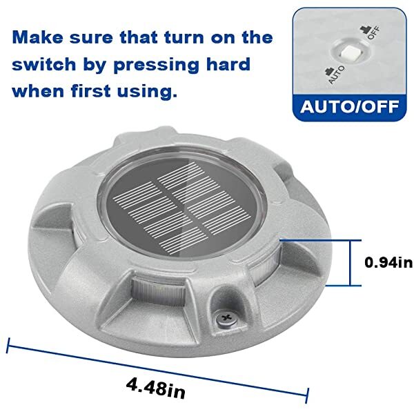 Size for AZIMOM Solar Deck Lights Solar-Powered Wireless Garden Decking Lights 12-Pack Warm White for Dock Lighting/Path lighting/Road Marker