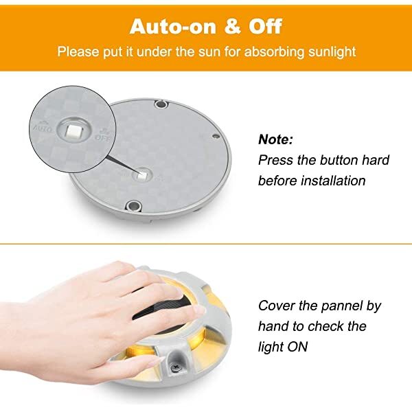 Auto On/Off for AZIMOM Solar Deck Lights Solar-Powered Wireless Garden Decking Lights 12-Pack Warm White for Dock Lighting/Path lighting/Road Marker