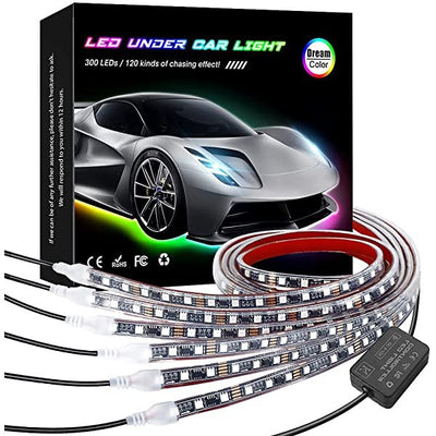 SANLI LED Underglow Light with Bluetooth APP Control, Waterproof Neon Underglow Light with Dream Color Chasing, 6 Pcs Rainbow Underglow Lights