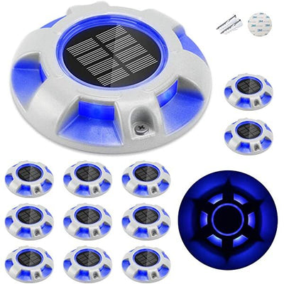AZIMOM Solar Walkway Lights Solar-Powered Wireless LED Deck Lights 8-Pack Blue for Dock Lighting/Path lighting/Road Marker