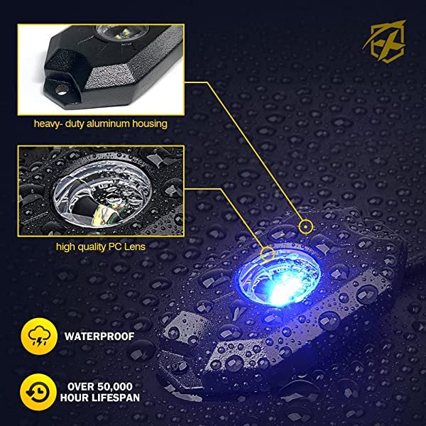 SANLI LED Waterproof Rock Lights for Trucks Cars, RGBW Rock Lights with Bluetooth & Wireless Remote Controller, Best Rock Lights for Trucks&